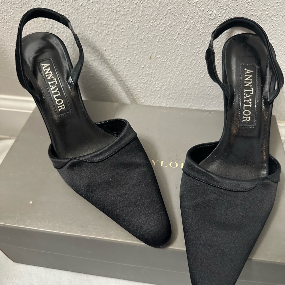 Ann Taylor Black Slingback Heels